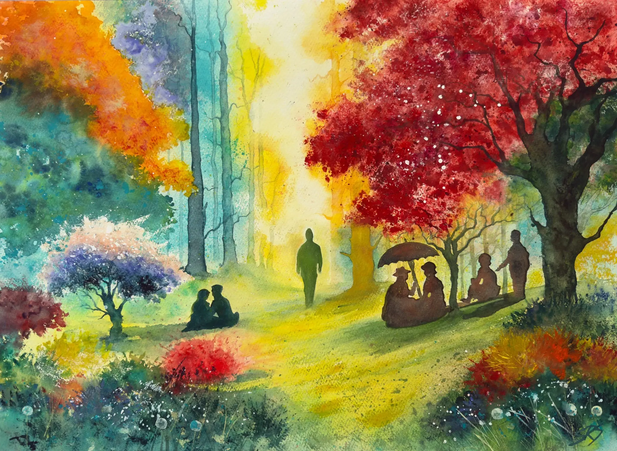 They Were There All Along watercolour painting showing a delicate contemplative landscape with quiet natural details.